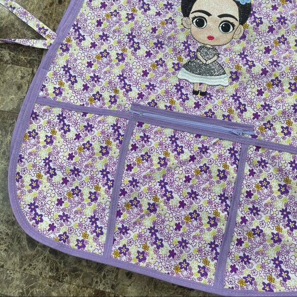 Craft Apron Mexican Artisan Little Frida Embroidered. Mandil Artesanal Mexicano - Picture 4 of 7